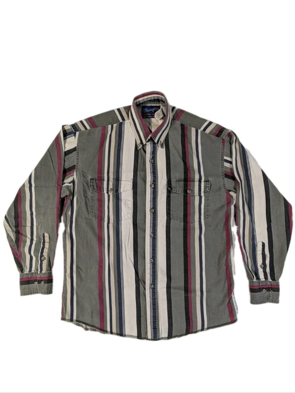 Vintage 90s Wrangler X-Long Tails Mens 16.5 35 L Striped Single Needle Shirt